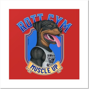 Cute Rottie with blue Rott gym muscle up Posters and Art